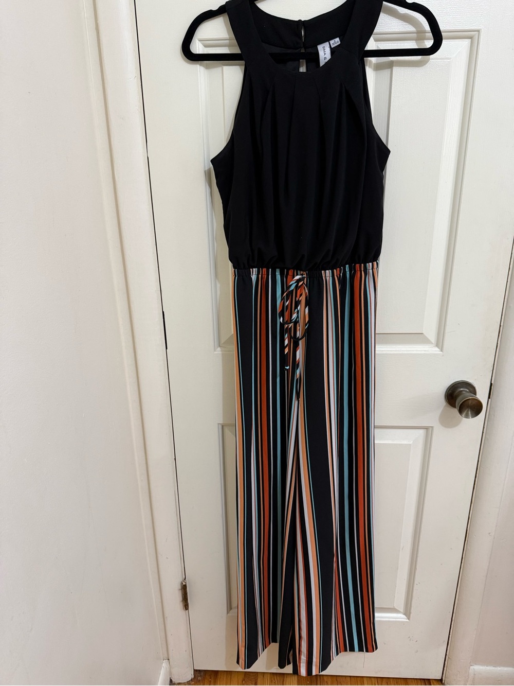 Emma & Michele Black Bodice Striped Wide-Leg Jumpsuit